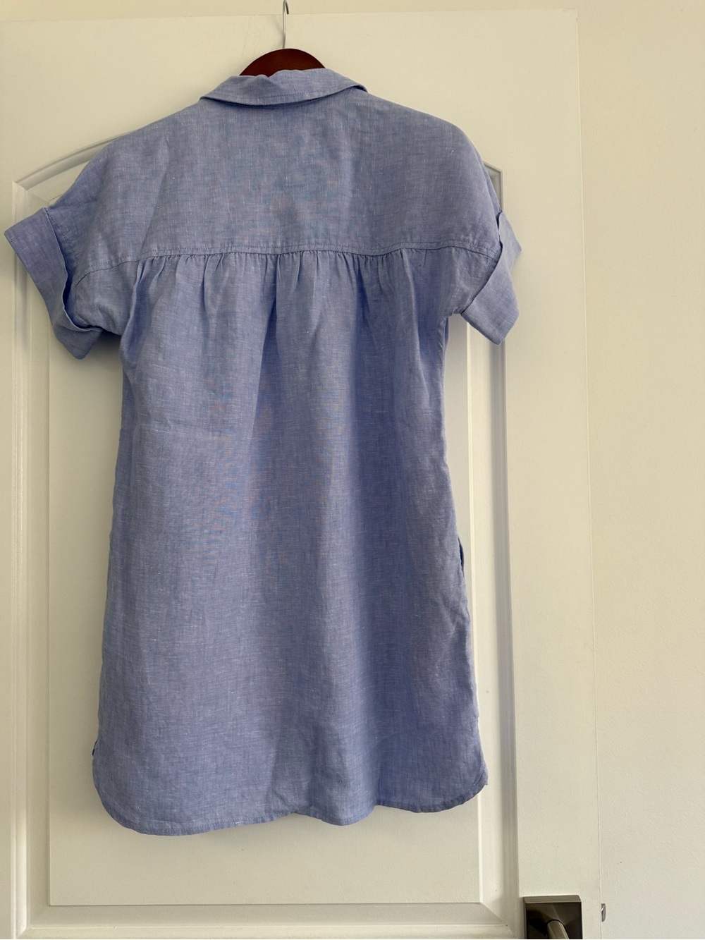 J. Crew Light Blue Button-Front Linen Midi Dress - Picture 2 of 2